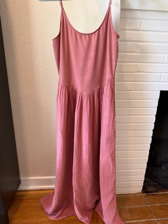 aerie Dresses & Skirts - Aerie Dusty Rose Midi Maxi Dress Size Medium Boho Gauze Cotton Sleeveless
